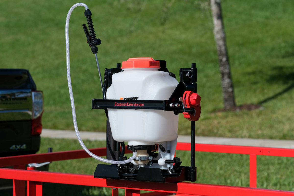 Backpack Sprayer Rack for Landscape Trailers Open and Enclosed